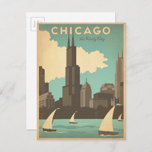 イリノイ州シカゴ – ウィンディシティ ポストカード (正面/裏面)