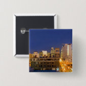 イリノイ州シカゴ、西ループからのスカイラインショット 缶バッジ (正面&裏面)