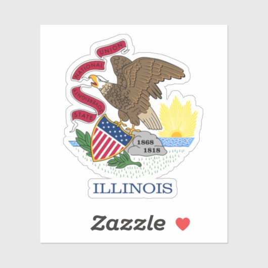 イリノイ州シールの赤い白と金ゴールドのイーグル国旗 シール (シート)