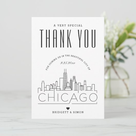 イリノイ州シ結婚カゴ |ありがとう+フォトカード カード (スタンド正面)