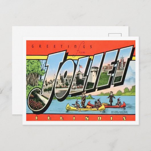イリノイ州ジョリエヴィンテージ大文字葉書 ポストカード (正面/裏面)