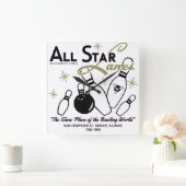 イリノイ州スキーエのオールスターレーン スクエア壁時計 (ホーム)