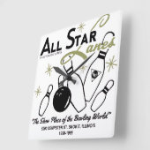 イリノイ州スキーエのオールスターレーン スクエア壁時計 (傾斜)