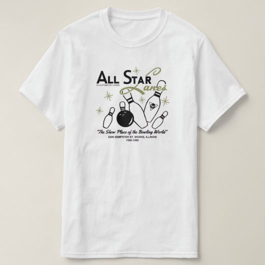 イリノイ州スキーエのオールスターレーン Tシャツ (デザイン正面)