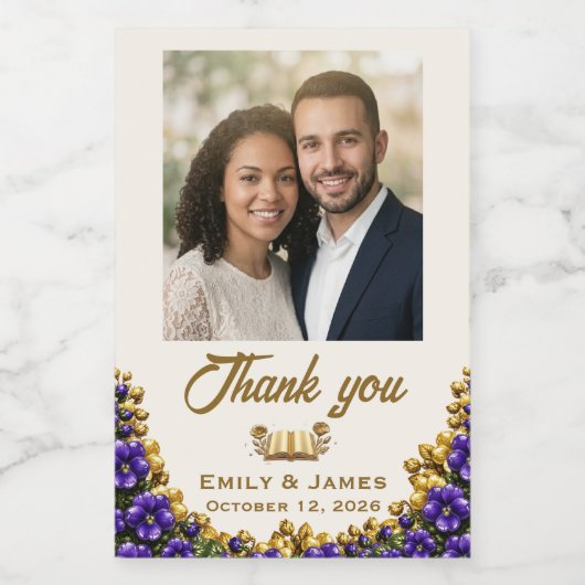 イリノイ州スミレの結婚式の写真ボトルラベル ワインラベル (シングルラベル)