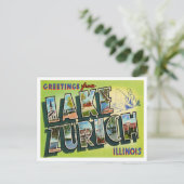 イリノイ州チューリッヒ湖からのご挨拶 ポストカード (スタンド正面)