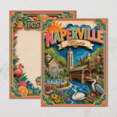 イリノイ州ナパービル ペーパーアート ポストカード (正面/裏面)