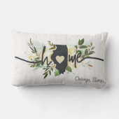 イリノイ州パーソナライズされたユアホームシティ素朴 ランバークッション (裏面)