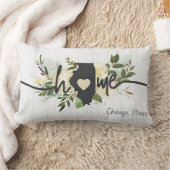 イリノイ州パーソナライズされたユアホームシティ素朴 ランバークッション (ブランケット)