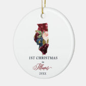 イリノイ州パーソナライズされた初めてのクリスマス州IL セラミックオーナメント (左)