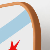 イリノイ州ピクレボールパドルのシカゴ国旗 ピックルボールラケット (左詳細)