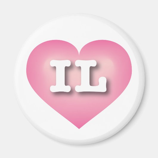 イリノイ州ピンクフェードハート- I love IL マグネット (正面)