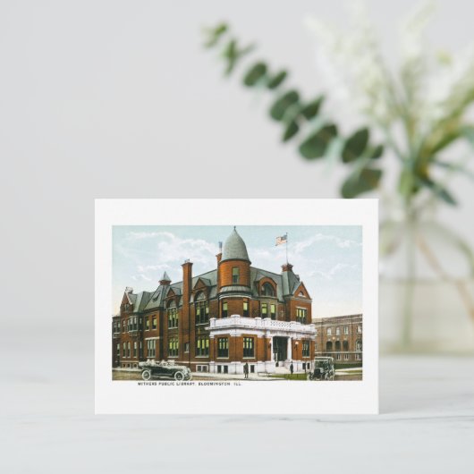 イリノイ州ブルーミントンのウィザーズ公共図書館 ポストカード (スタンド正面)