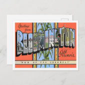 イリノイ州ブルーミントンヴィンテージビッグレター ポストカード (正面/裏面)