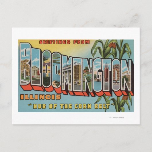 イリノイ州ブルーミントン – ラージレターのシーン2 ポストカード (正面)
