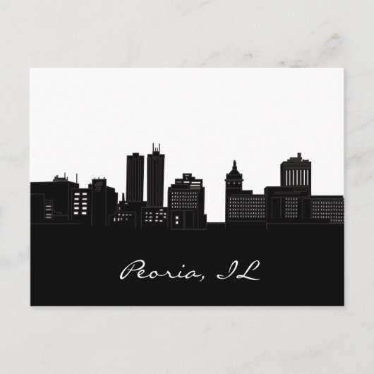 イリノイ州ペオリア – 白黒 ポストカード (正面)