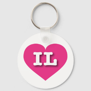 イリノイ州ホットピンクハート- I love IL キーホルダー