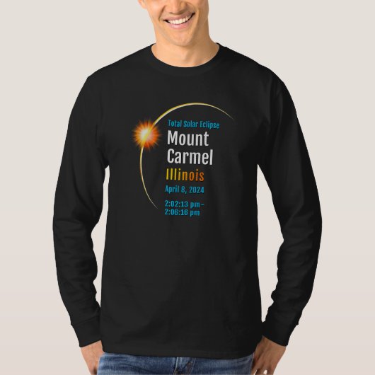 イリノイ州マウントカーマル皆既日食 2024 Tシャツ (正面)