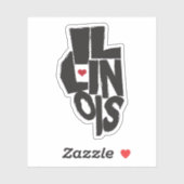 イリノイ州マップハート付きタイポグラフィ シール (シート)