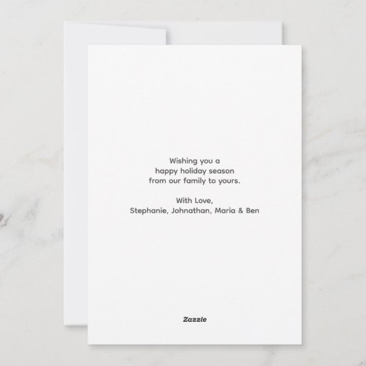 イリノイ州マップファミリークリスマス シーズンカード (裏面)