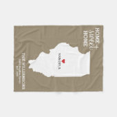 イリノイ州マップ名前をカスタムする、都市、日付、色 フリースブランケット (正面(横))