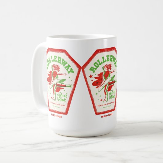 イリノイ州メルローズパークのローラーウェイスケートで滑るリンク コーヒーマグカップ (正面左)