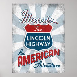 イリノイ州リンカーンハイウェイヴィンテージアメリカ ポスター