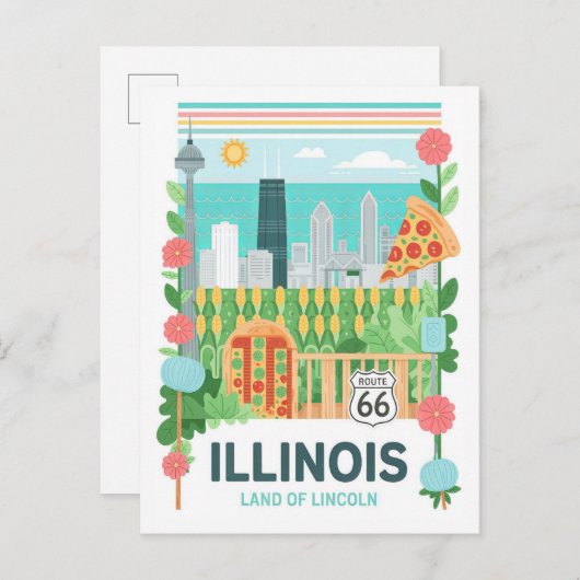 イリノイ州リンカーンUSA夏期旅行 ポストカード (正面/裏面)