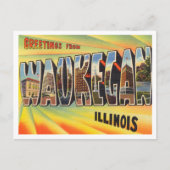 イリノイ州ヴィンテージ旅行Waukeganからの挨拶 ポストカード (正面)