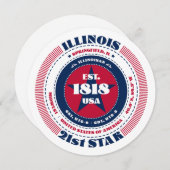 イリノイ州円形タイポグラフィフラットカード (正面/裏面)