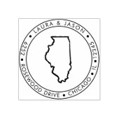 イリノイ州地図差出人住所ウッドアートスタンプ ラバースタンプ (インプリント)