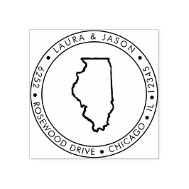 イリノイ州地図差出人住所ウッドアートスタンプ ラバースタンプ