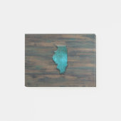 イリノイ州形状ティール(緑がかった色) ポストイット (正面)