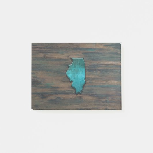 イリノイ州形状ティール(緑がかった色) ポストイット (正面)