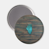 イリノイ州形状ティール(緑がかった色) マグネット (正面/裏面)