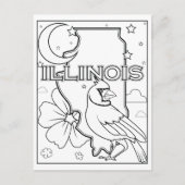 イリノイ州形花バードコラージュ ポストカード (正面)