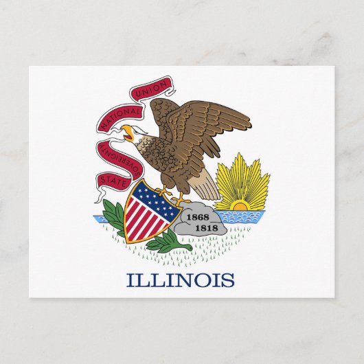 イリノイ州旗つき葉書州 – 米国 ポストカード (正面)