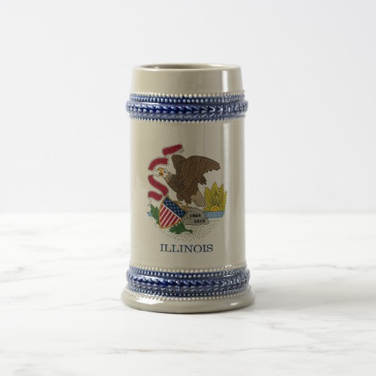 イリノイ州旗とマグカップ州 – 米国 ビールジョッキ (中央)