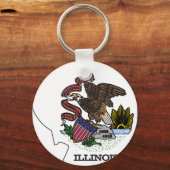 イリノイ州旗の地図 キーホルダー (正面)