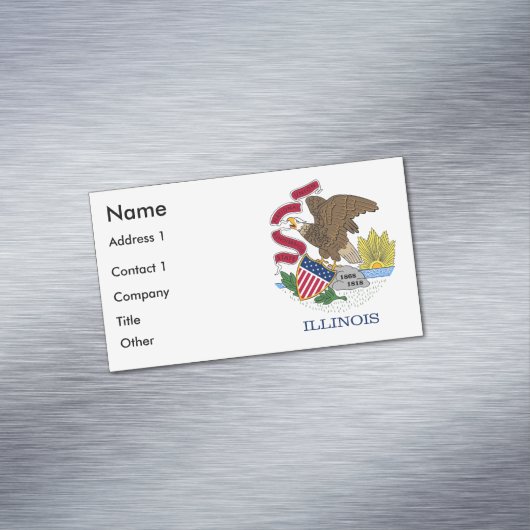 イリノイ州旗を持つ名刺マグネット マグネット名刺 (インサイチュ)