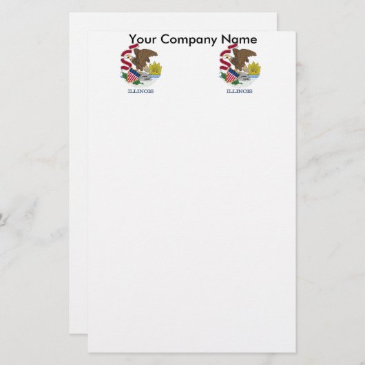 イリノイ州旗を持つ文房具 便箋 (正面/裏面)