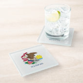 イリノイ州旗デザインデコール ガラスコースター (アングル)