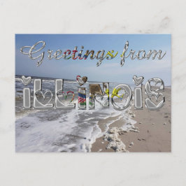 イリノイ州旗ハート ポストカード