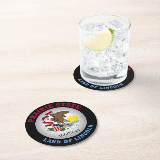 イリノイ州旗 ラウンドペーパーコースター (インサイチュ)