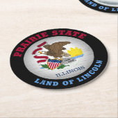 イリノイ州旗 ラウンドペーパーコースター (アングル)