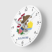 イリノイ州旗 ラウンド壁時計 (傾斜)