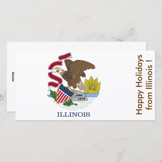 イリノイ州旗、米国からのハッピーホリデー シーズンカード (正面/裏面)