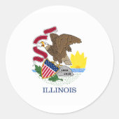 イリノイ州旗USA ラウンドシール (正面)