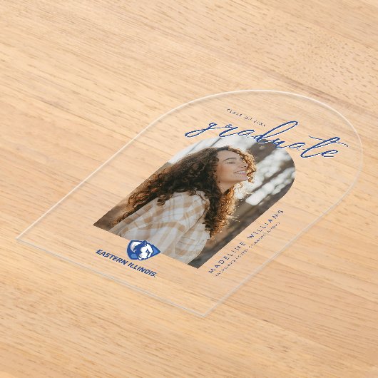 イリノイ州東部のPanthersヘッドとWordmarkロゴ アクリル招待状 (レイダウン)