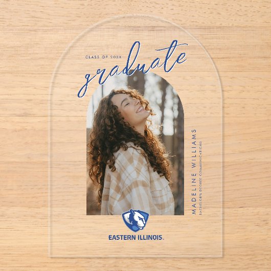 イリノイ州東部のPanthersヘッドとWordmarkロゴ アクリル招待状 (正面)